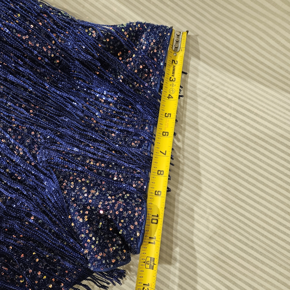 Blue Sequin Fringe Dress - Picture 2 of 8